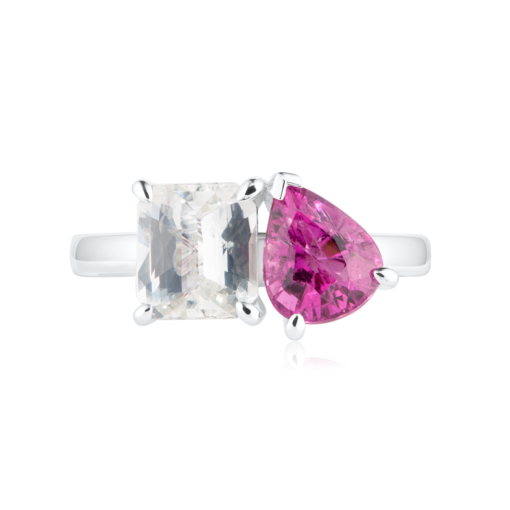 White Sapphire & Pink Tourmaline Toi Et Moi Ring